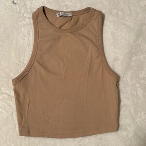 Zara beige ribbed tank